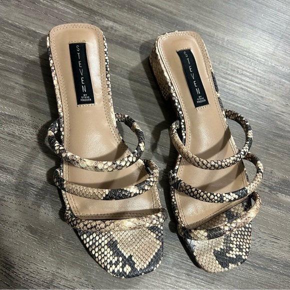 Steven Hade Strappy Slide Sandal Leather Snake Skin Print - Picture 3 of 8